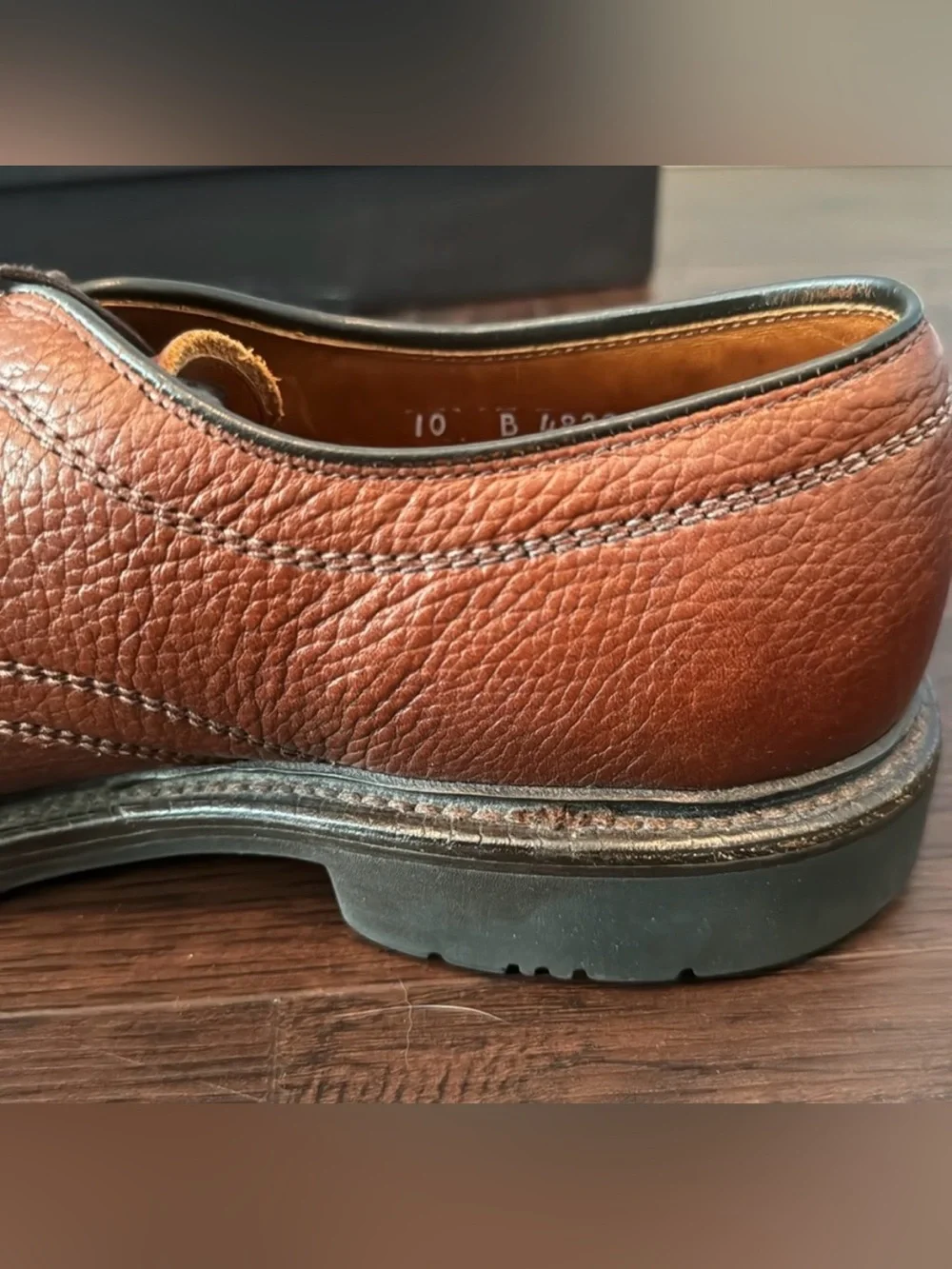 Allen Edmonds Becker Cap Toe Oxford Men's Size 9B Brown Pebbled Leather Lace Up
